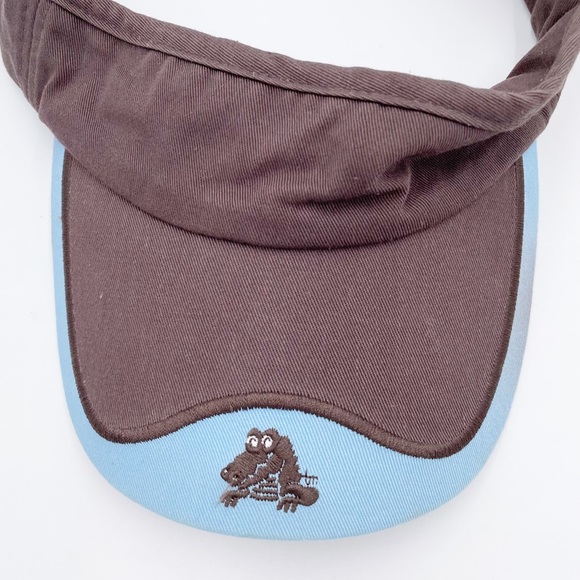 Vintage Y2K Crocs Visor Hat Brown and Blue Elastic Strap Crocodile Logo NWT - Picture 3 of 8